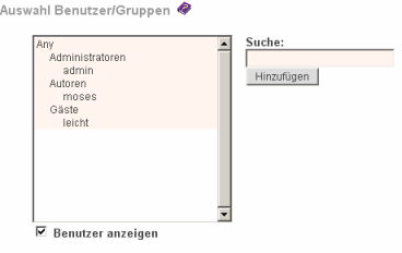 Zugriffsrechte (Nutzer): Hinzufügen