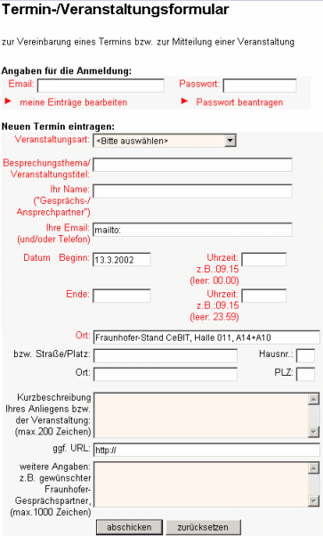 Formular Passwort Antrag